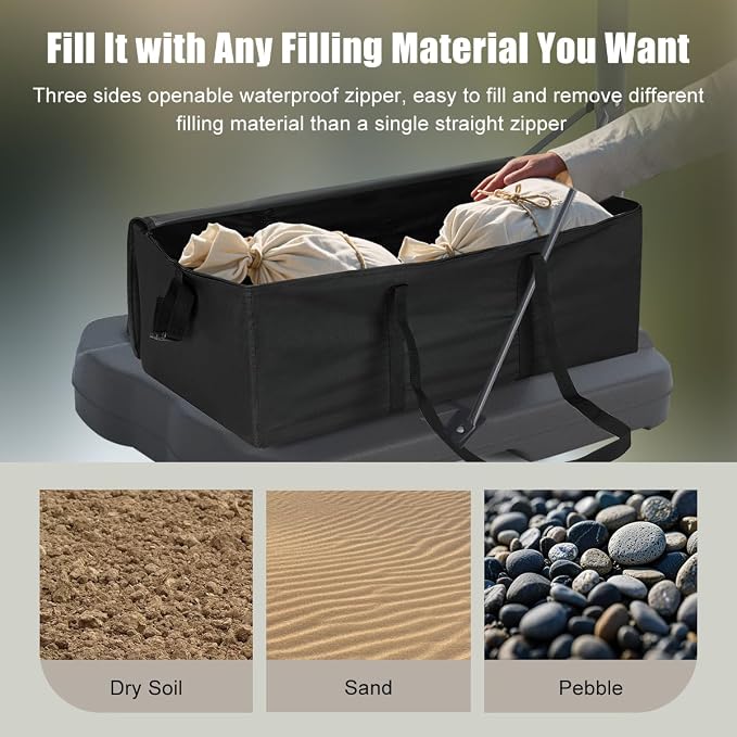 Weighted Base Anchor for Basketball Hoops - Heavy Duty Portable Sandbag Holds 300+ Lbs, 600D Waterproof Base Stabilizer for Basketball Goals - All-Weather Resistant, Black