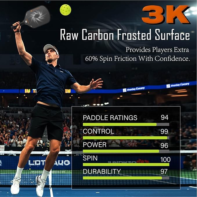 Carbon Fiber Pickleball Paddles USAPA Approved Raw Carbon Frosted