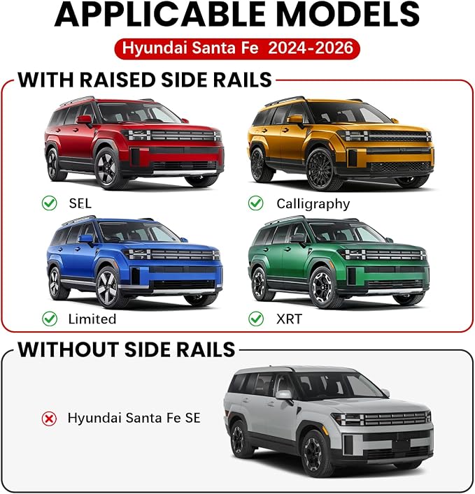 300lbs Roof Rack Cross Bars Compatible with 2024 2025 2026 Hyundai Santa Fe & Santa Fe Hybrid (Not for SE), Aluminum Lockable Crossbars for Rooftop Cargo Carrier Luggage Kayak Canoe Bike