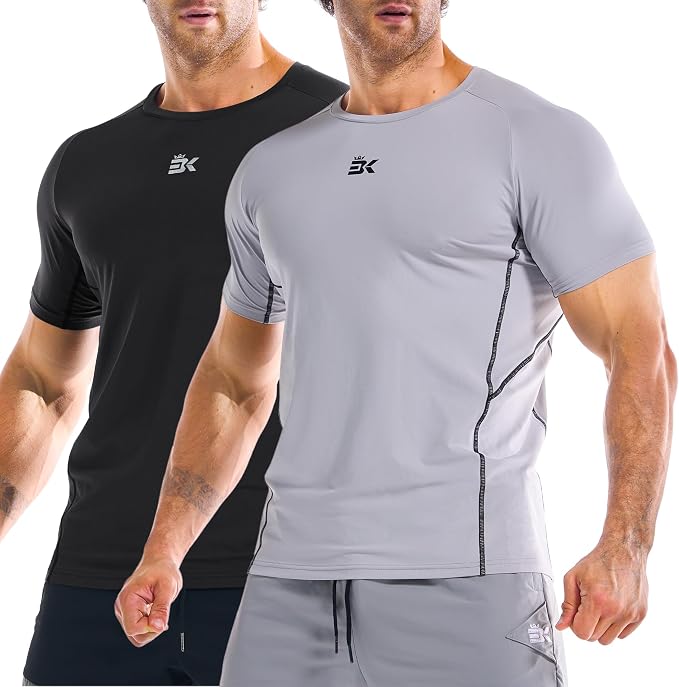 BROKIG Men Fitted Workout Gym Shirts-Lightweight Muscle T Shirts,Moisture Wicking Short Sleeve Tops for Running