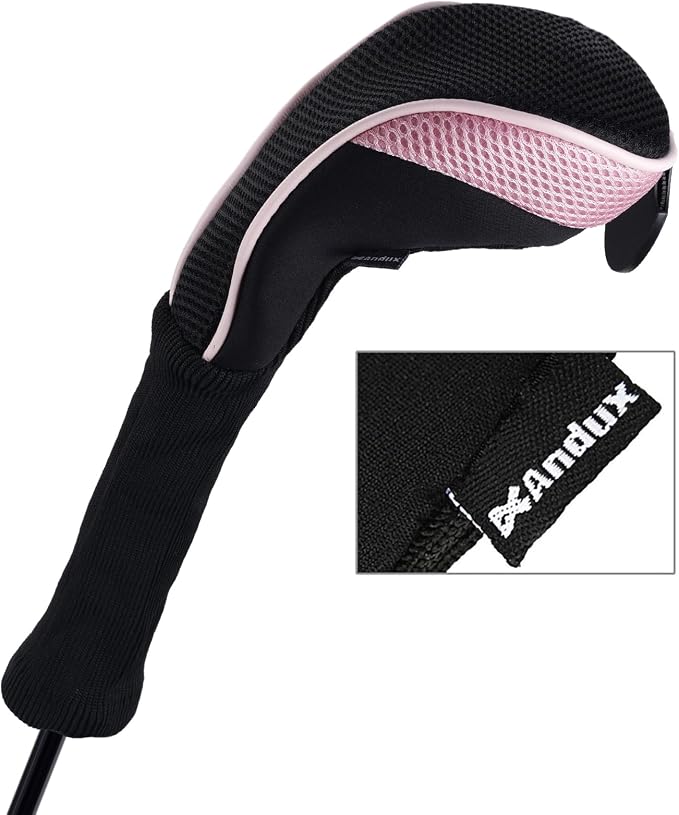 Andux 4 Pack Long Neck Golf Hybrid Club Head Covers Dial No. Tag CTMT-01 | Mesh Breathable material | all the Same Size | Coloured Piping | Pull-On Closure