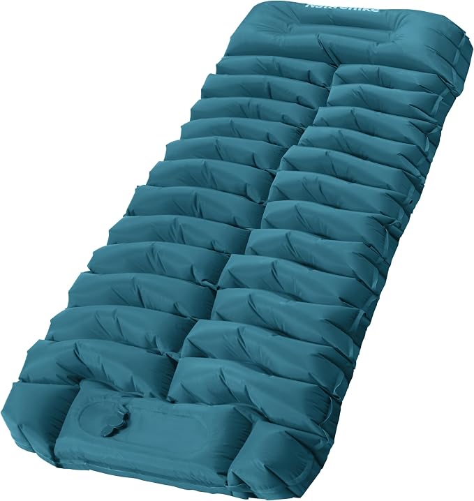 Naturehike Camping Sleeping Pad, Ultralight Inflatable Sleeping Mat with Pillow, Built-in Foot Pump, 3.74 Inch Lightweight Air Mattress for Camping, Backpacking, Hiking, Traveling