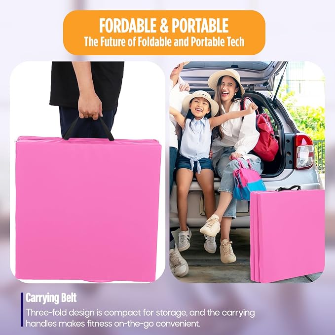 Gymnastics Mats Foldable Tumbling Mats Portable Gymnastics Exercise Mat Thick Gymnastics Tumbling Mats Pad Home Exercise Panel Mat With Carrying Handles