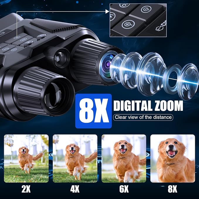 Night Vision Goggles, 4K Night Vision Binoculars for Adults, 5000mAh Rechargeable Battery & 32 GB TF Card Infrared Binoculars with Camera, 3'' HD Screen, 8X Digital Zoom to 3280 Ft Clear View, Black