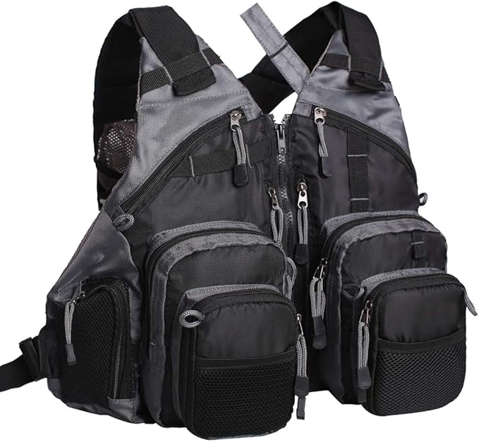 Waxaya Lightweight Fly Fishing Vest with Multi Pockets Adjustable Size Mesh Fishing Backpack for Men and Women