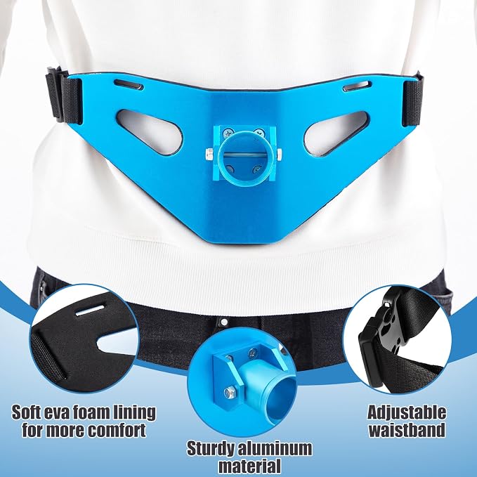 Leyndo Adjustable Fishing Belt with Aluminum Rod Holder, Padded Waist Support for Fighting Fish, Saltwater Shore Boat Fishing Gear for Men Adults