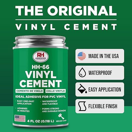 HH-66 Vinyl Cement 4 oz - Vinyl Adhesive, Cement Glue, Industrial Contact Cement for PVC & Vinyl Repair - Waterproof Flexible Vinyl Glue for Tarps, Pool Liners, Inflatables & Marine – RH Adhesives