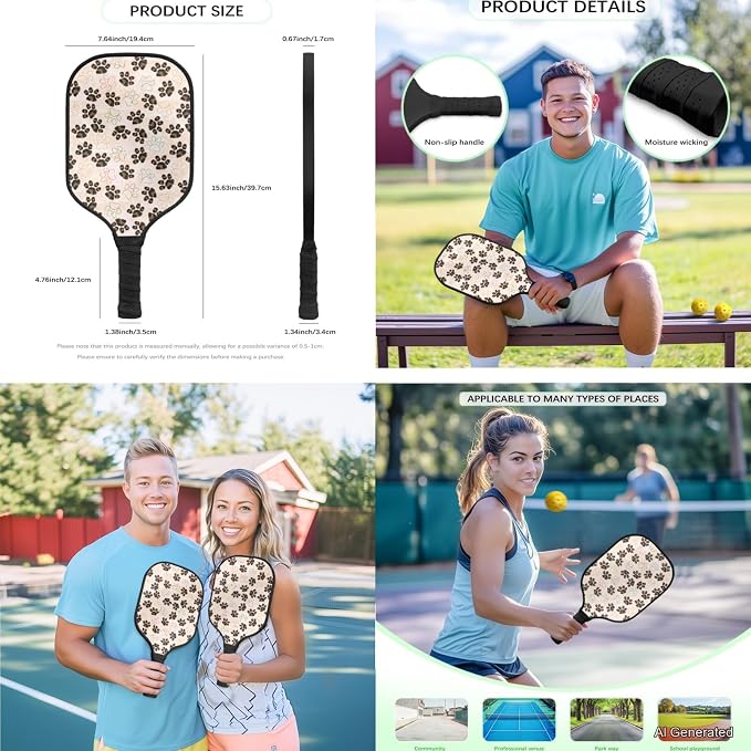 Pickleball Paddles Set 3PCS Pickleball Paddle Case Pickleball Racket Pickleball Bag Ideal for Beginners Gifts