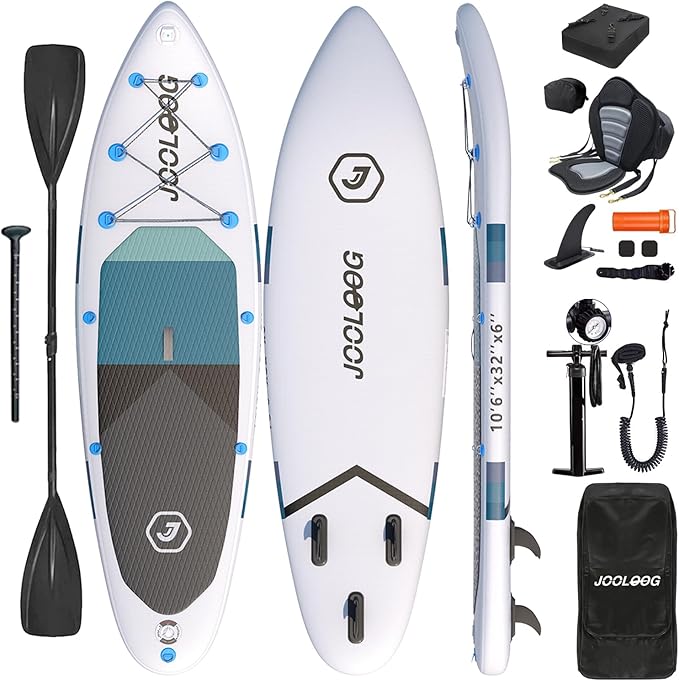Inflatable Stand Up Paddle Board with Seat, 10'6"/10'5" SUP 440LBS, Recreational Paddleboard for Adults Beginners, Blow Up Paddle Board with Fishing Design, Camera Mount, Cooler Bag & Full Accessories