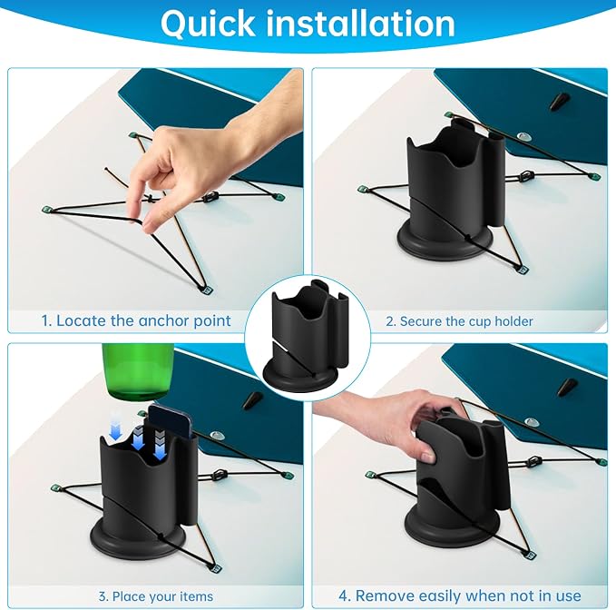 Paddle Board Cup Holder, Kayak Cup Holder 2-in-1 Drink & Phone Holder, Paddleboard and Kayak Accessories for SUP, Kayaking, Fishing, Yoga, or Surfing Adventures(Black,1Pack)