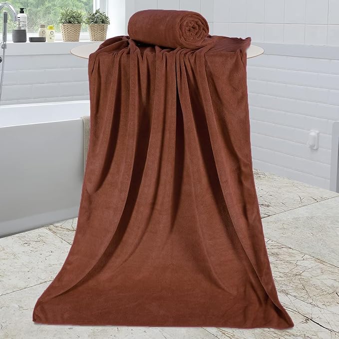 JML Microfiber Bath Towels, Bath Towel Set for Adult Men Women, 6 Pack,30" x 60", Oversized, Soft, Super Absorbent and Fast Drying for Bathroom,Sport, Fitness, Yoga (Brown)