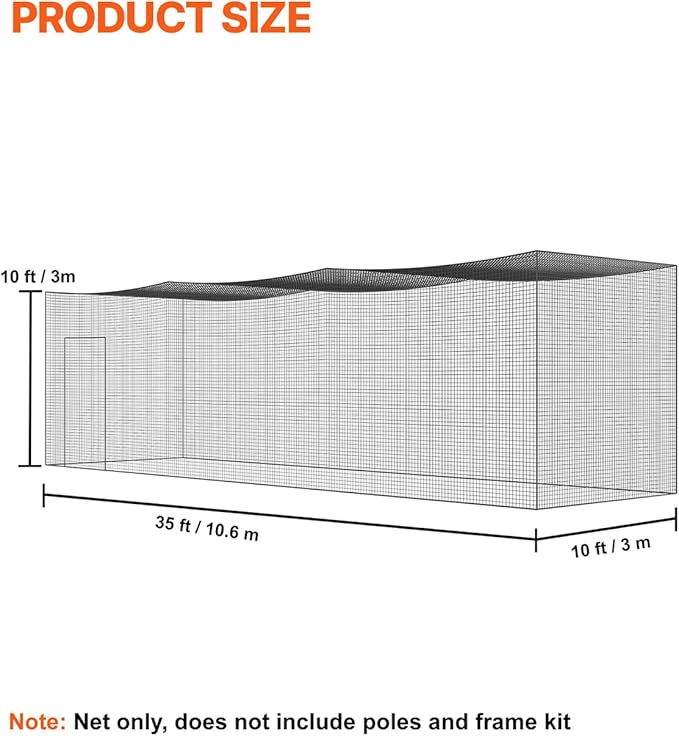 VEVOR Baseball Batting Cage,Professional Softball Baseball Batting Hitting Training Net,Heavy Duty Enclosed PE Practice Portable Pitching Cage Net&Carry Bag,for Backyard,Field,Indoor&Outdoor