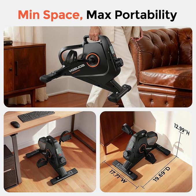 YOSUDA Under Desk Bike with 16-Level Magnetic Resistance, Mini Exercise Bike with Bluetooth App, Pedal Exerciser While Sitting for Office Workers & Seniors, for Home Exercise & Recovery