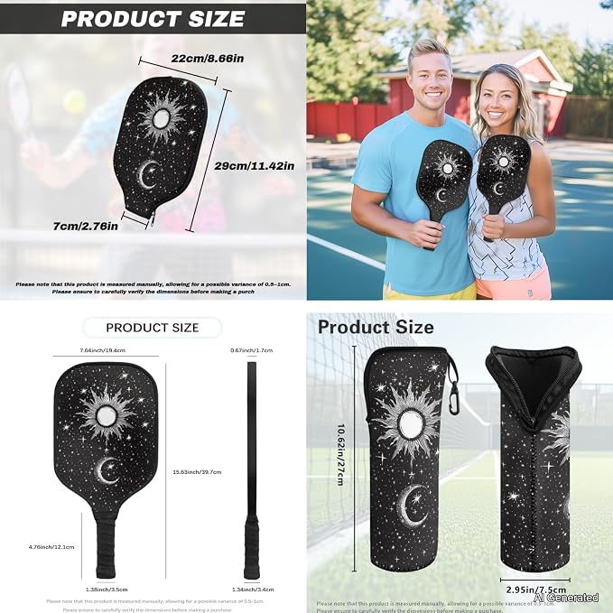 Pickleball Paddles Set 3PCS Pickleball Paddle Case Pickleball Racket Pickleball Bag Ideal for Beginners Gifts