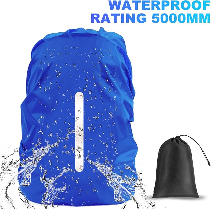 LAMA 2 Pack Waterproof Rain Cover for Backpack, Reflective Rucksack Rain Cover for Anti-Dust/Anti-Theft/Bicycling/Hiking/Camping,S Size (for 18L-25L Backpack), 1 Pcs Black + 1 Pcs Royal Blue