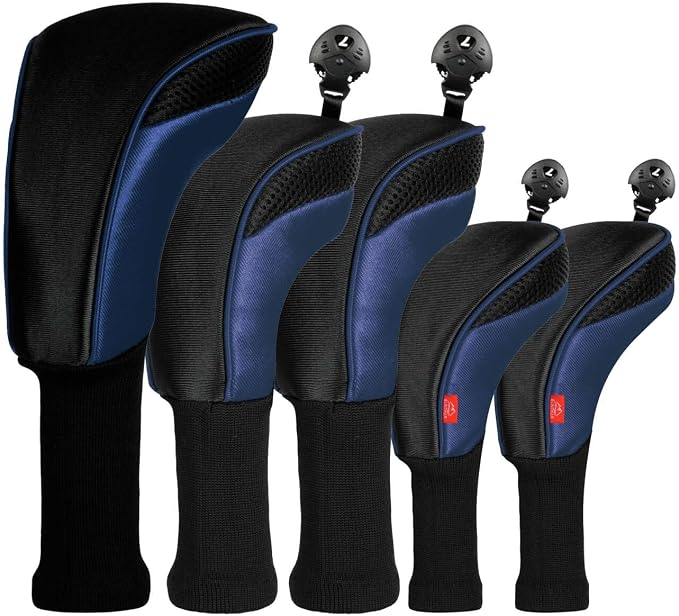 Golf Club Head Cover for Driver Fairway Hybrid 3 Pcs Woods Headcovers, Golf Accessories Head Covers Set with Interchangeable No. Tags 3 4 5 7 X Golf Accessories for Men Women
