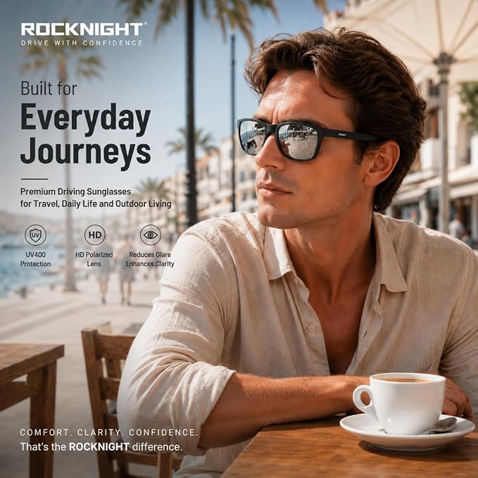 ROCKNIGHT Polarized Driving Sunglasses with Spring Hinges