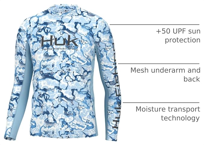 HUK Men's Icon X Long Sleeve Shirt, Performance Fishing Shirt