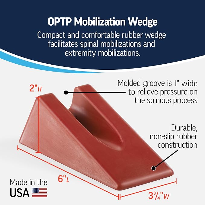 OPTP Mobilization Wedge – Compact and Comfortable Wedge for Spine and Extremity Mobilizations – 1” Molded Groove and Non-Slip Rubber Design