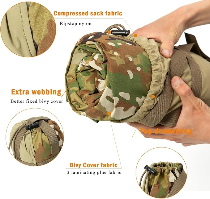 Akmax.cn Bivy Cover Sack for Military Army Modular Sleeping System, Waterproof Outer Shell for Sleeping Bag, Minimalist Stealth Shelter