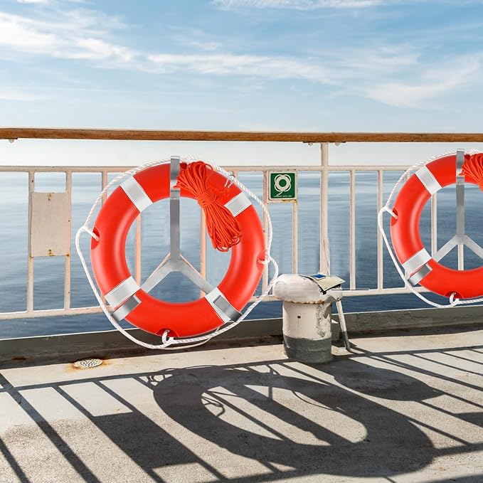 Life Ring 23"/28" Boat Safety Throw Rings with Water Floating Lifesaving Rope Life Preserver Ring Buoy with Reflective Tape & Grab Lines for Rescue Lifesaving - Orange