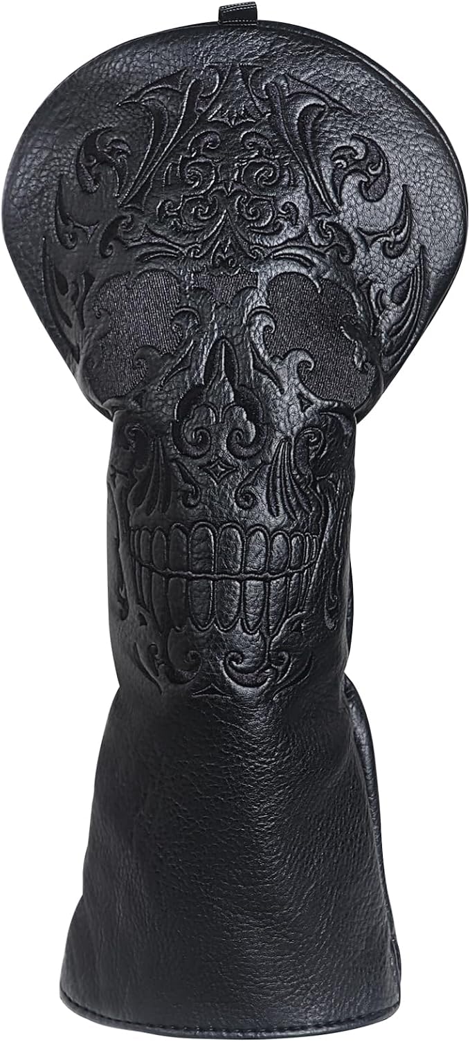 Craftsman Golf Skull Skeleton Black Golf Club Head Covers Headcover for Woods Driver and Hybrids Irons