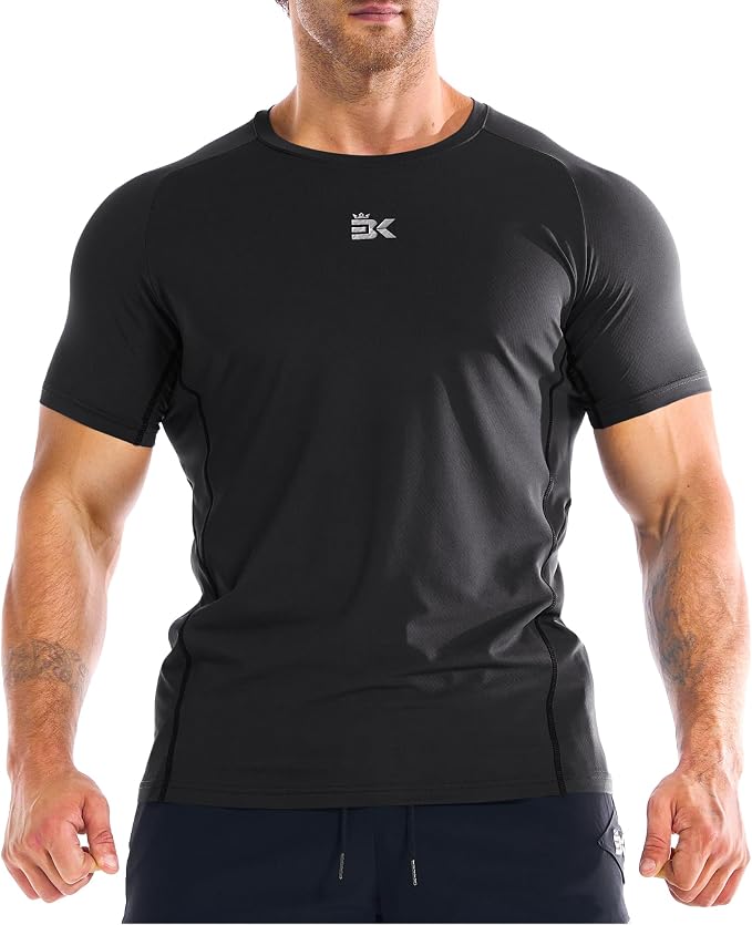 BROKIG Men Fitted Workout Gym Shirts-Lightweight Muscle T Shirts,Moisture Wicking Short Sleeve Tops for Running