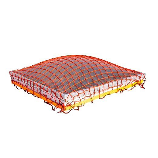 Tie Down Safety Portable Skylight Netting System | Bright Orange OSHA Compliant Temporary Fall Protection | Walking & Working Surface Safety Net | Includes Straps, Hooks & Carry Bag | 7x7 ft