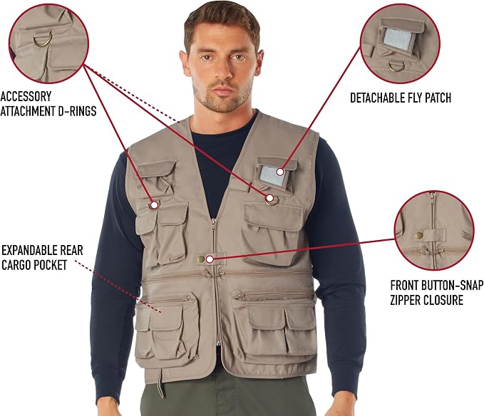 Rothco Uncle Milty Travel Vest - Outdoor Fishing Camping 17 Cargo Pocket Jacket