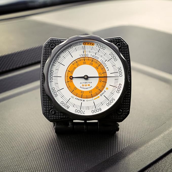 Sun Company AltiLINQ - Dashboard Altimeter and Barometer | Altimeter for Car and Truck | Reads Altitude from 0 to 15,000 Feet