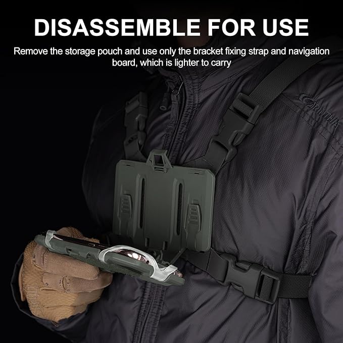 Tactical Phone Chest Mount with Chest Vest Rig Bag Pack Molle Foldable Navigation Universal Phone Holder Board for Hunting
