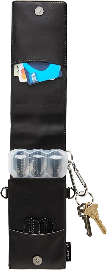 Casemaster Voyager Leatherette Wallet with Nomad Case, Holds 3 Steel Tip or Soft Tip Darts Fully Assembled, Portable Storage Accessories