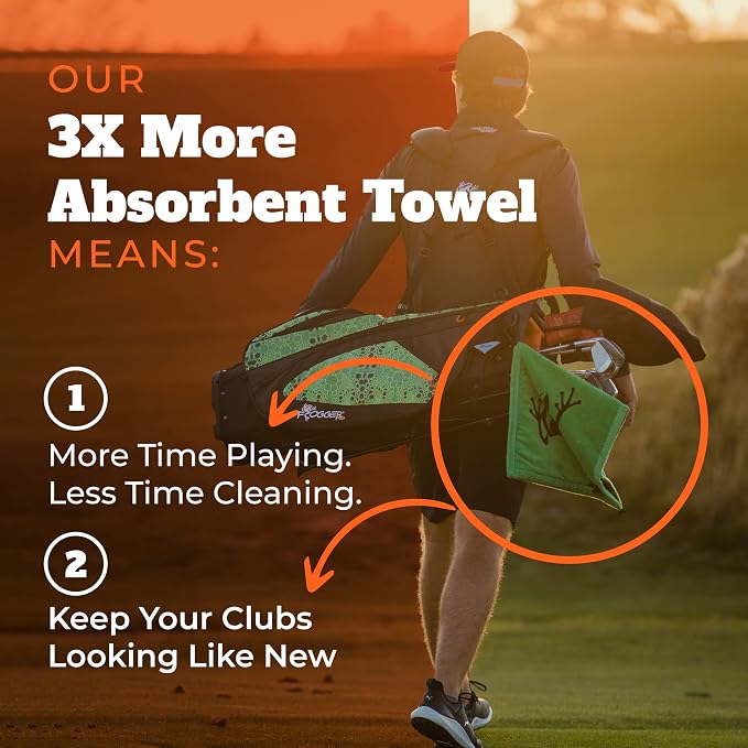 Frogger BrushPro and Amphibian Towel Bundle - Golf Brush and Groove Cleaner with Ergonomic Grip and Golf Club Wet/Dry Towel - Golf Course Essentials, Navy Seals