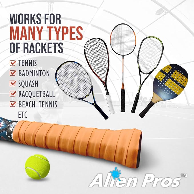 ALIEN PROS Tennis Racket Grip Tape - Precut and Dry Feel Tennis Grip - Tennis Overgrip Grip Tape Tennis Racket - Wrap Your Racquet for High Performance