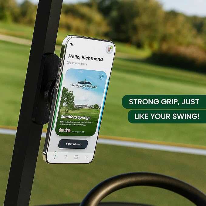 Magnetic Golf Cart Phone Holder - Go-to Golf Cart Phone Holder Mount Gift Set, 6-in-1 Kit and Accessories Bundle for Men and Women, Compatible with iPhone, Android, MagSafe