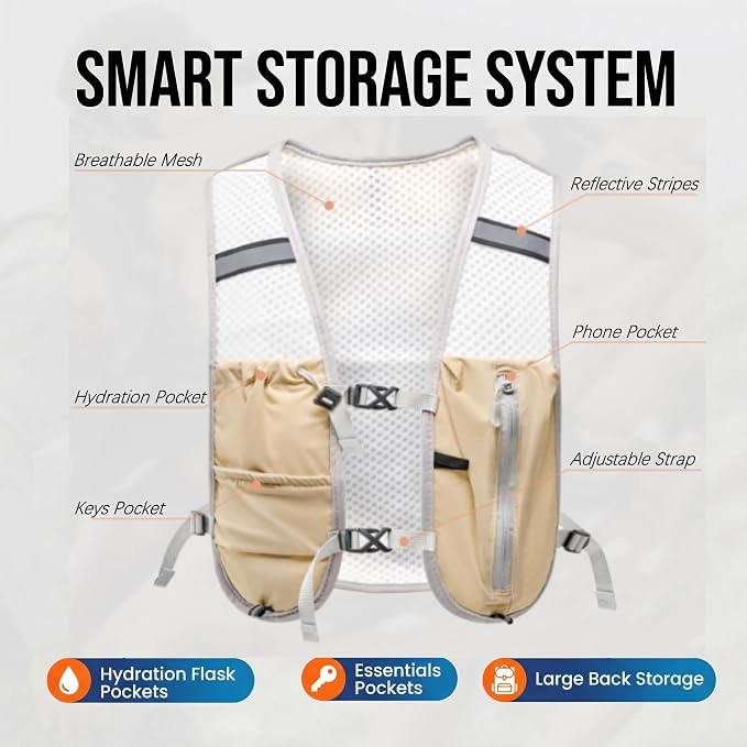 Hydration Backpack Lightweight Running Vest for Women Men with 500ml Soft Flask Hiking Daypack