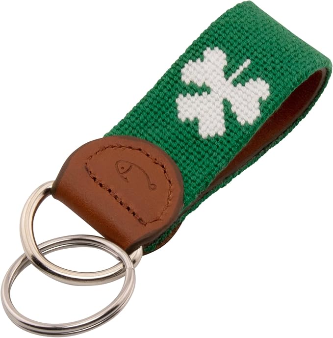 Leather Hand-Stitched Needlepoint Key Fob or Key Chain