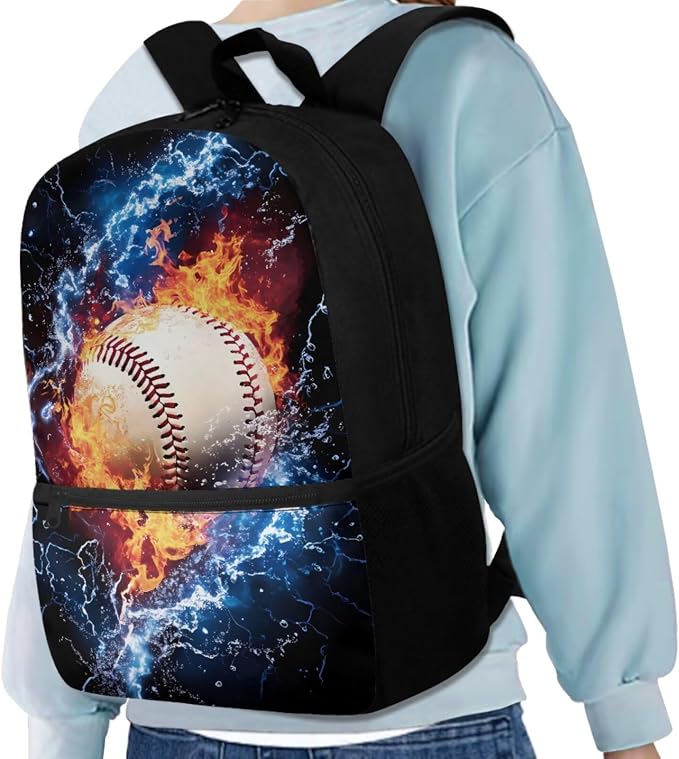 Baseball Backpack for Boys School Bag with Lunch Bag Pencil Case and Water Bottle Holder 4 PCS Girls Daypack Waterproof Bagpack Back to School Accessories