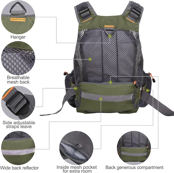 Lixada Fly Fishing Vest Fishing Jacket Breathable Polyester Mesh Design Fishing Vest