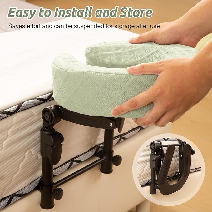 Massage Headrest for Bed, Adjustable Massage Face Cradle at Home, Portable Massage Table Kit for Sleeping Mattress, Face Down Pillow After Eye Surgery (with Armrest Shelf & Breast Pillow)