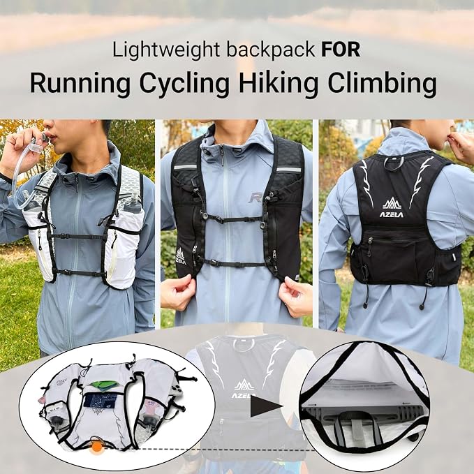 Lightweight Marathon Hydration Running Cycling Hiking Vest Backpack, Water Bladder Pack for Outdoor Sports