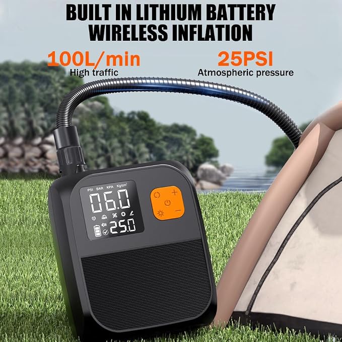 Rechargeable Paddle Board Pump with 8000mAh Battery,25PSI High Pressure SUP Pump & Car Adapter Powered Portable Electric Air Pump,for Stand Up Paddle Boards,Boats,Tent and Kayaks
