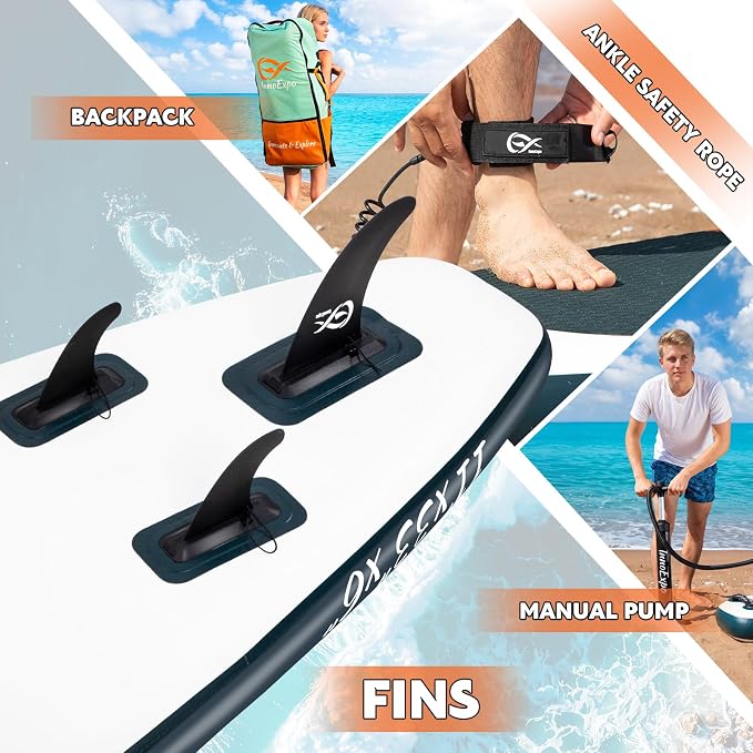 InnoExpo Inflatable Stand Up Paddle Boards with Premium Accessories, Wide Stable SUP Paddle Board Design, Non-Slip Comfort Deck for Youth & Adults