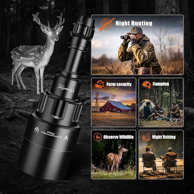 1605 850nm IR Illuminator Flashlight Lights for Night Vision Zoomable Infrared Flashlight Illuminator with Dual Control Remote Pressure Switch and Scope Mount Set