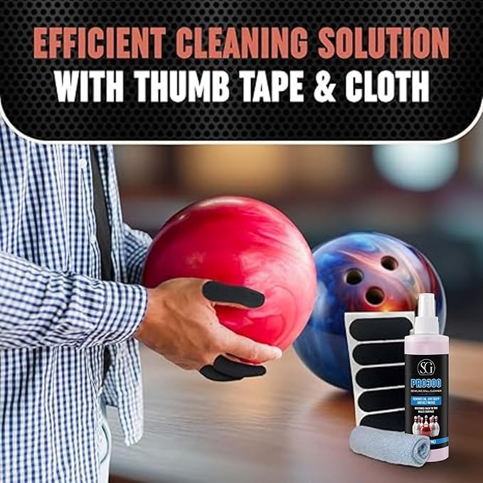 Bowling Ball Cleaner Spray - Oil, Scuff, and Belt Mark Cleaner Restores Tack, Prolongs Lifespan of Ball - EPA Safer Bowling Ball Restoration - Bowling Accessories - 8FL Oz