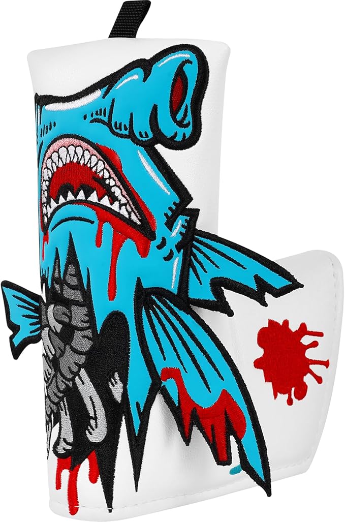 Big Crazy Golf Head Covers, Golf Club Covers Funny, Driver Headcovers, Golf Club Covers, Fairway Woods Head Covers, Hybrids Headcover, Putter Cover with Soft Lining for Golf Gift Hammerhead Sharks