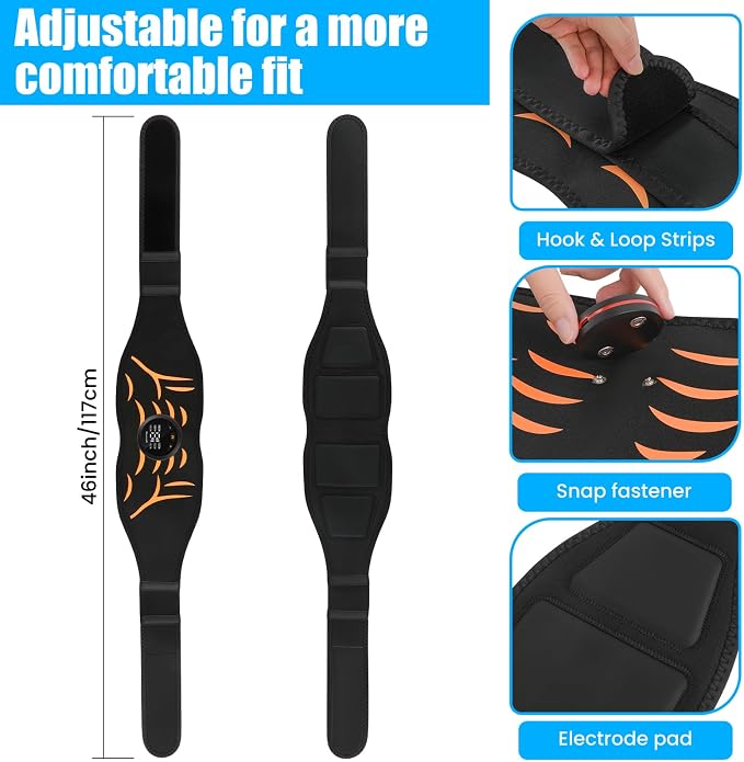 JUMPER Electronic Muscle Stimulator, ABS Stimulator, Ab Toning Belt Muscle Toner, Fitness Strength Training Workout Equipment for Men Women Black