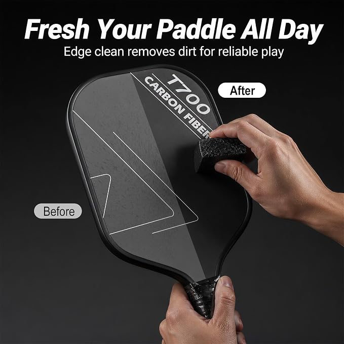 Pickleball Paddle Cleaner Eraser Set for Carbon Fiber | Come with Eraser, Storage Bag, Cloths Sweatbands, Removes Dirt and Residue, Restores Spin for Tournaments and Daily Play