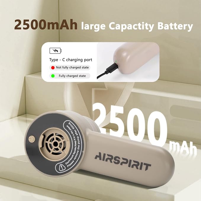 AIRSPIRIT Max Air Pump for Inflatables, Ultra-Fast 600L/min, 13.79Kpa Electric Pump, 2500mAh Rechargeable Portable Inflator for Large Inflatables, Boats, Pools, Vacuum Storage Bags
