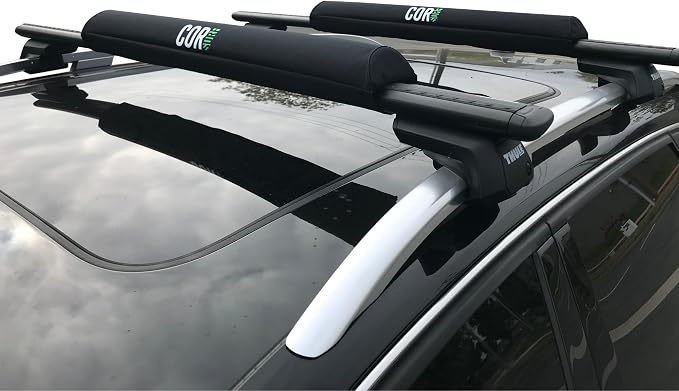 Aero Roof Rack Pads and Premium Scratch Resistant Silicone Buckle Tie Down Straps for Surf, SUP, Kayak and Canoe (28" Wide & 15' Straps) by COR Surf